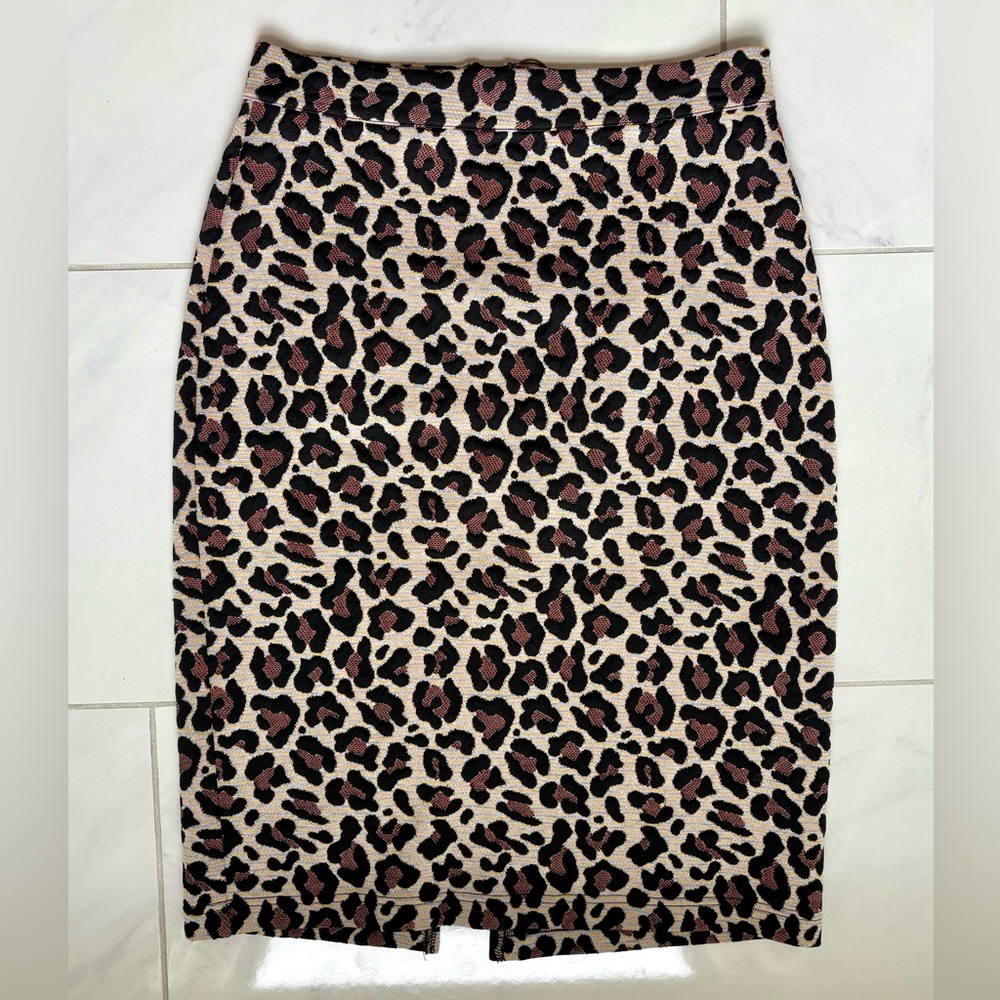 Anthropologie Maeve Leopard Print Pencil Skirt- black, brown, XS